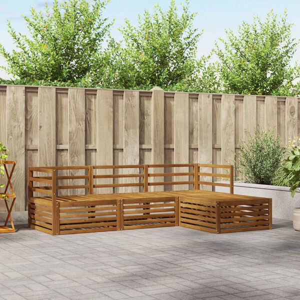 vidaXL Utend&oslash;rs sofa-sett 4 pcs Naturlig Solid akasietre