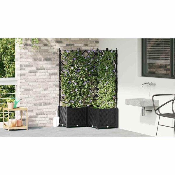 vidaXL Hageblomsterpotte 3 pcs Svart 80 x 80 x 143 cm St&aring;l
