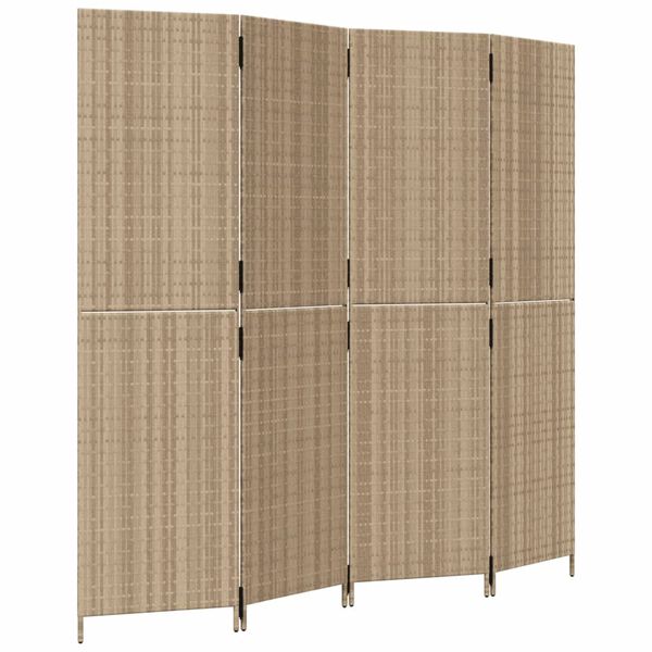 vidaXL Romdeler 4 paneler beige polyrotting