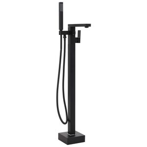 vidaXL Frittst&aring;ende badekarkran svart rustfritt st&aring;l 90 cm