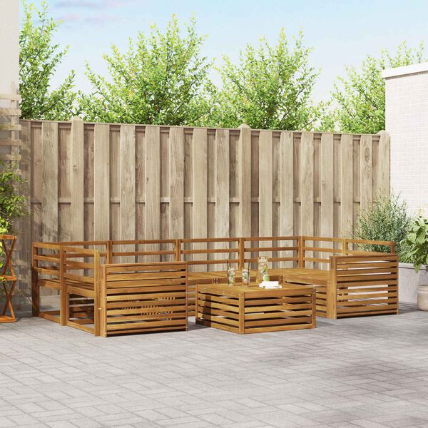 vidaXL Utend&oslash;rs sofa-sett 7 pcs Naturlig Solid akasietre