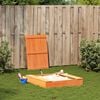 vidaXL Sandkasse med lokk voksbrun 111x111x19,5 cm heltre furu