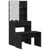 vidaXL LED Sminkebordsett med speillys 2 pcs Svart Eik Konstruert tre