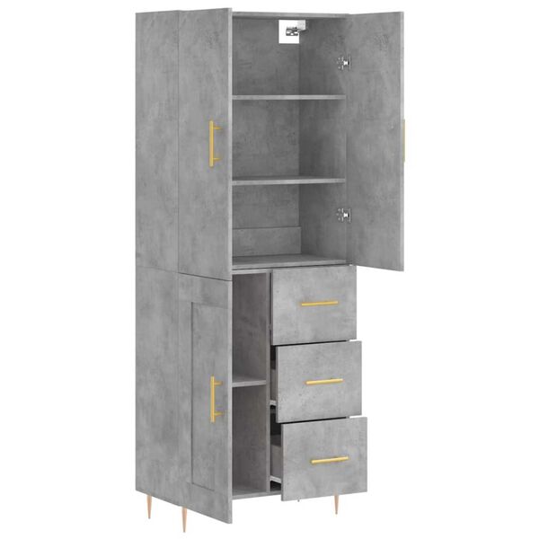 vidaXL Highboard betonggr&aring; 69,5x34x180 cm konstruert tre
