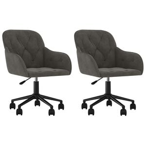 vidaXL Spisestuestol 2 stk. 55 x 59,5 x 77 cm M&oslash;rkegr&aring; Fl&oslash;yel