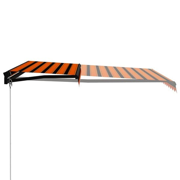 vidaXL Manuell uttrekkbar markise med LED 350x250 cm oransje og brun