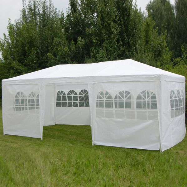 HI Paviljong med sidevegger 3x6 m hvit