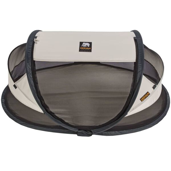 DERYAN Popup-reiseseng Baby Luxe med myggnett kremhvit