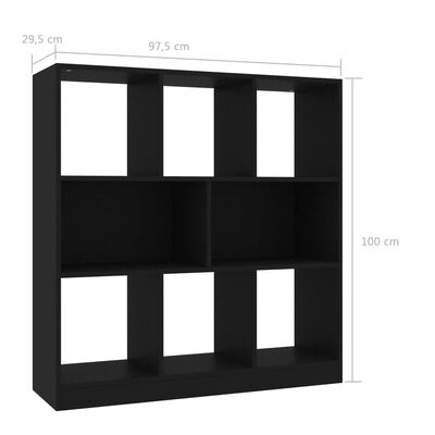 vidaXL Bokhylle svart 97,5x29,5x100 cm konstruert tre