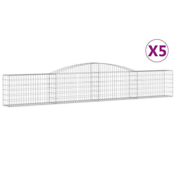 vidaXL Gabionkurver buede 5 stk 400x30x60/80 cm galvanisert jern