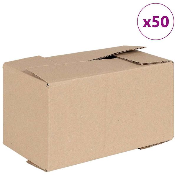 vidaXL Sammenleggbar boks 50 pcs Naturlig 24 x 13 x 13 cm Papp