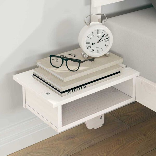 vidaXL Sengestamme med hodegjerde Hvit 200 x 200 cm Massiv furu