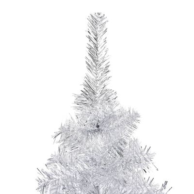 vidaXL Forhåndsbelyst kunstig juletre med stativ sølv 210 cm PVC