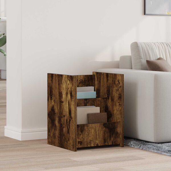 vidaXL Magasinreol med hylle R&oslash;kt eik 35 x 35 x 45 cm Konstruert tre