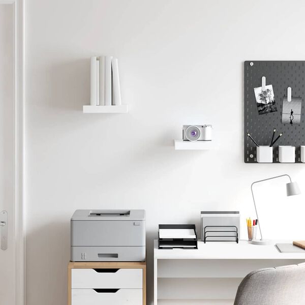 vidaXL Flytende vegghyller 2 stk h&oslash;yglans hvit 23x23,5x3,8 cm MDF