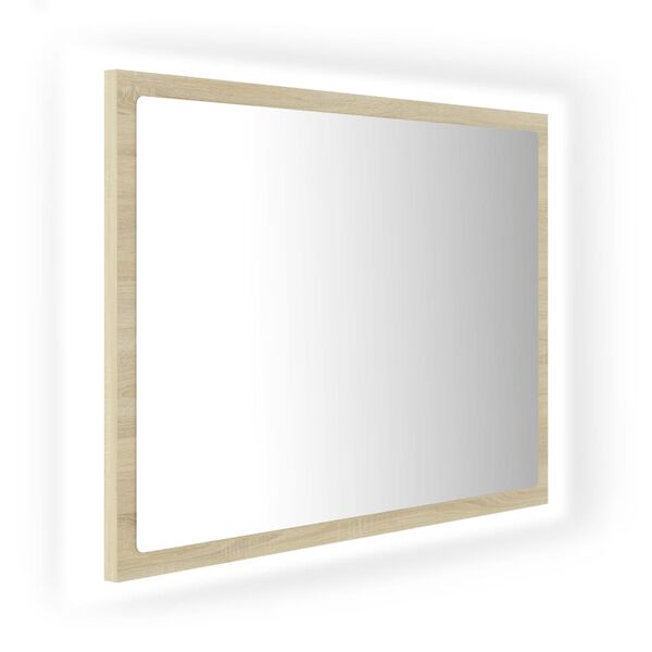 vidaXL LED-badespeil sonoma eik 60x8,5x37 cm akryl