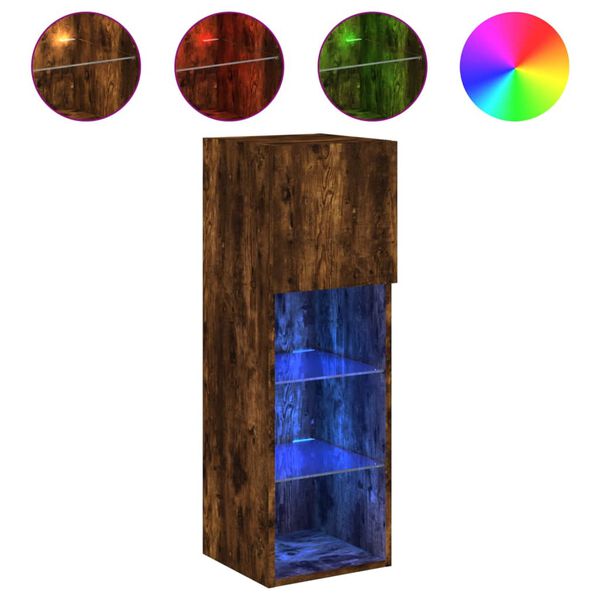 vidaXL TV-benk med LED-lys r&oslash;kt eik 30,5x30x90 cm