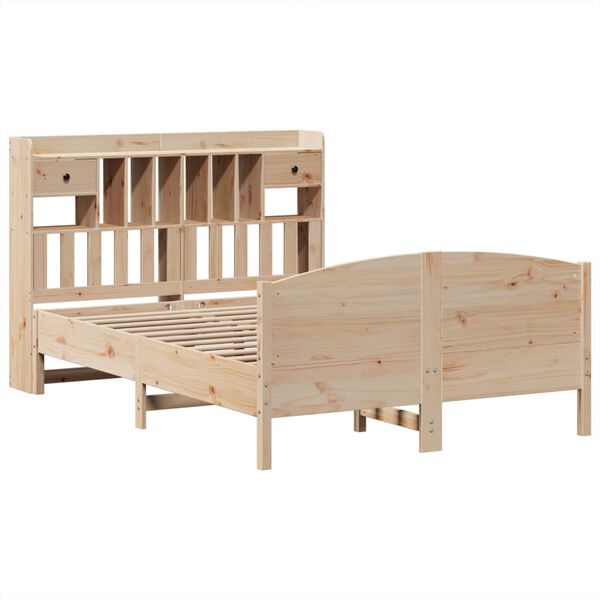 vidaXL Seng med bokhylle uten madrass 160x200 cm heltre furu