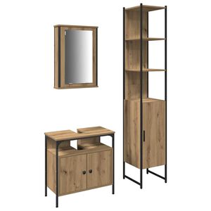 vidaXL Baderomsinnredningssett 3 pcs Artisan Eik Konstruert tre