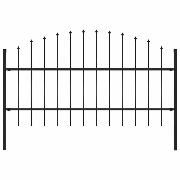 vidaXL Hagegjerde med spydtopp st&aring;l 170x100 cm svart