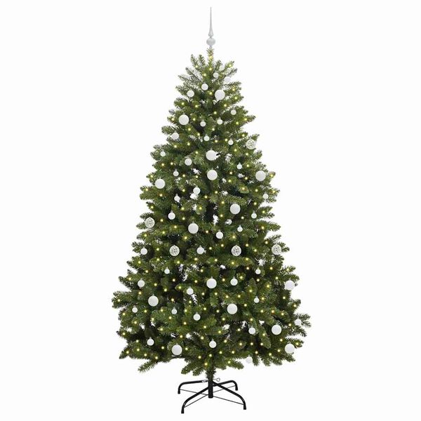 vidaXL Kunstig juletre med 300 LED gr&oslash;nn 210 cm PVC og metall