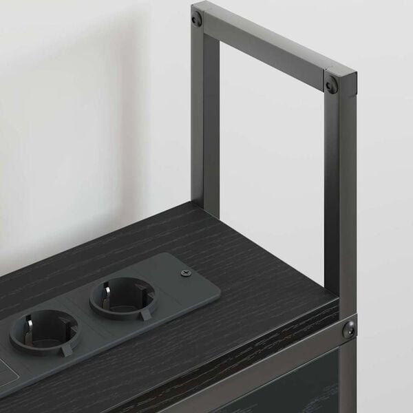 vidaXL Oppbevaringshodegjerde med Ladeplass med hylle Svart eik 120 cm