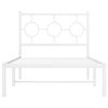 vidaXL Sengeramme i metall med hodegavl hvit 90x200 cm
