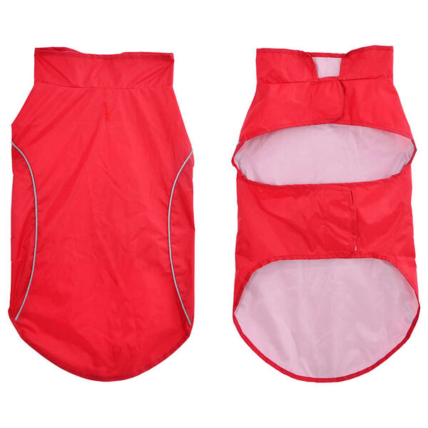 vidaXL Hunde regnfrakk med refleksstrimler polyester r&oslash;d XL