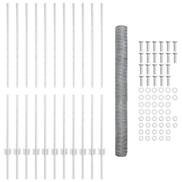 vidaXL Gjerde med stolpe s&oslash;lv 1,4 x 25 m St&aring;l