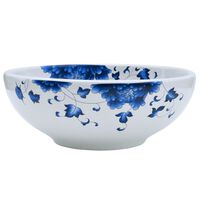 vidaXL Benkeservant hvit og blå rund Φ41x14 cm keramikk