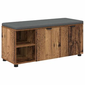 vidaXL Gangbenk med pute med hylle Gammelt tre 100 x 38 x 46 cm