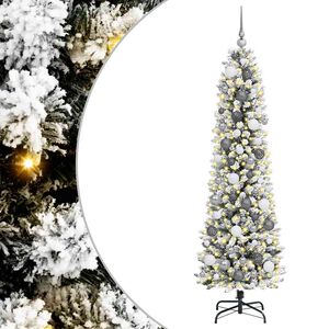 vidaXL Kunstig juletre med 300 LED Hvit 180 cm PVC og Metall og Plast