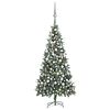 vidaXL Forh&aring;ndsbelyst kunstig juletre med kulesett og kongler 210 cm