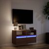vidaXL Vegghengt TV-benk med LED brun eik 80x31x45 cm
