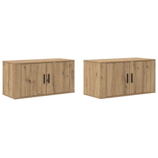 vidaXL Veggmontert TV-hylle sett 2 pcs Artisan Eik 80 x 34,5 x 40 cm