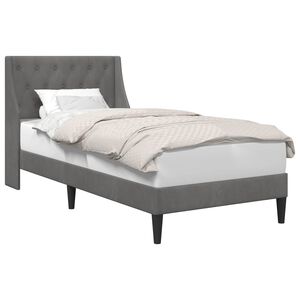 vidaXL Sengestamme med hodegjerde M&oslash;rkegr&aring; 90 x 190 cm Fl&oslash;yel