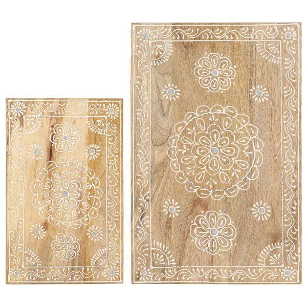 vidaXL Håndmalt sidebordsett 2 stk heltre mango