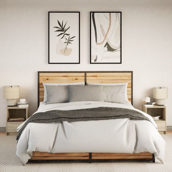 vidaXL Nattbord med LED 2 stk sonoma eik konstruert tre