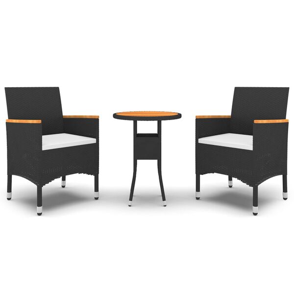 vidaXL Hagespisegruppe 3 deler polyrotting svart