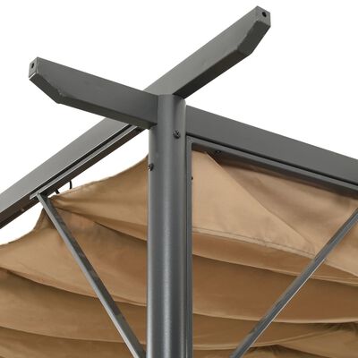 vidaXL Pergola med uttrekkbart tak gråbrun 3x3 m stål 180 g/m²