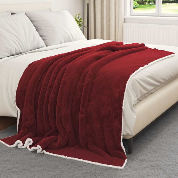 vidaXL Kastteppe Bordeaux R&oslash;d 150 x 200 cm Fleece