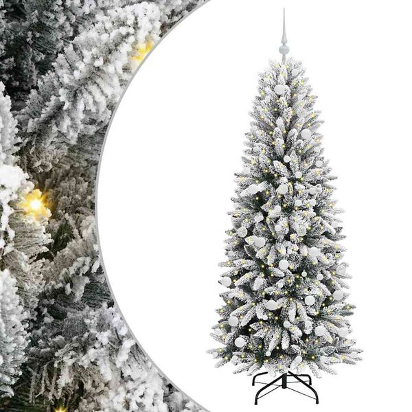 vidaXL Kunstig juletre med 300 LED Hvit 180 cm PVC, plast, st&aring;l og PE