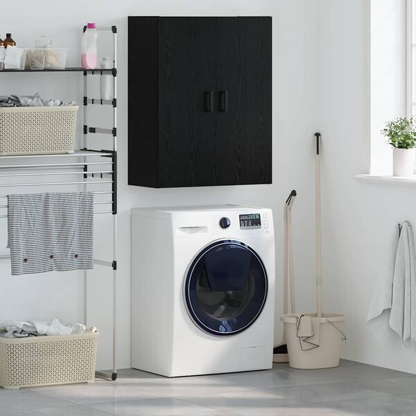 vidaXL Veggskap Veggmontert Svart Eik 69,5 x 34 x 90 cm Konstruert tre