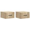 vidaXL Vegghengt Nattbord med skuff 2 pcs Sonoma eik 34,5 x 33 x 20 cm