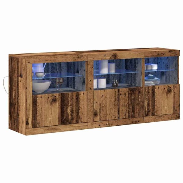 vidaXL LED sideboard Gammelt tre 162 x 37 x 67 cm Konstruert tre
