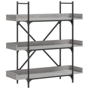 vidaXL Bokhylle 3 etasjer gr&aring; sonoma 100x33x108,5 cm konstruert tre