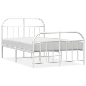 vidaXL Sengeramme i metall med hode- og fotgavl hvit 120x190 cm