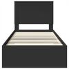 vidaXL Sengestamme med skuff Svart og s&oslash;lv 75 x 190 cm Konstruert tre