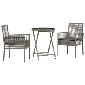 vidaXL Hage Bistro Sett 3 pcs Grå polyrotting
