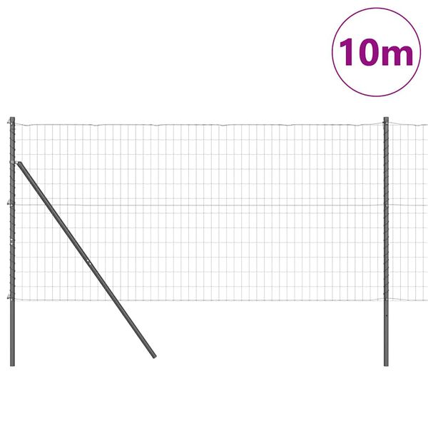vidaXL Gjerde med stolpe Gr&aring; 1 x 10 m St&aring;l og PVC